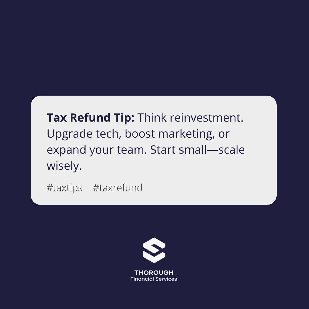 joelleecpa's tweet photo. Tax refund? Think reinvestment. Upgrade tech, boost marketing, or expand your team. Start small—scale wisely.

#taxtips #taxrefund #taxtime https://t.co/vb7xaAPJDO