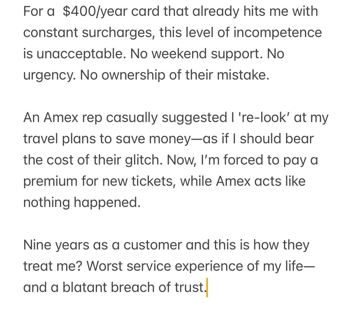 avi7616's tweet photo. @AmexAU @AskAmex stole my points + charged me for a ticket that doesn’t exist. No resolution after 5+ hours on phone. How is this acceptable for a $400/year card? #AmexFail https://t.co/2QD8x0vAg1
