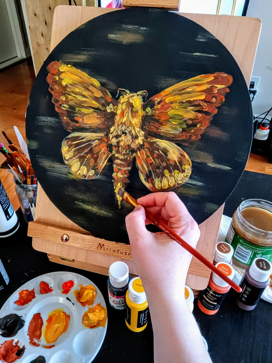 WittmannSvetla1's tweet image. Spent more time with my Citheronia laocoon moth painting today.
Every new detail feels like a secret unfolding.
It’s not finished yet, but it’s already breathing with fire, shadow, and mystery.
Loving every moment of this process. ✨🖤
#ArtInProgress #MothArt #MysticalVibes