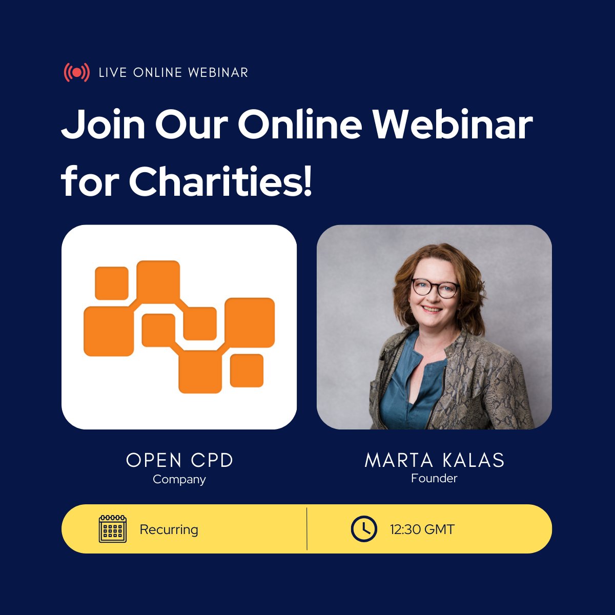 Open_cpd's tweet image. Calling all charities! Join our free webinar to learn how CPD accreditation can boost your training programs - and how you can get double CPD points to make an even bigger impact! Register now:  zurl.co/O9bD2