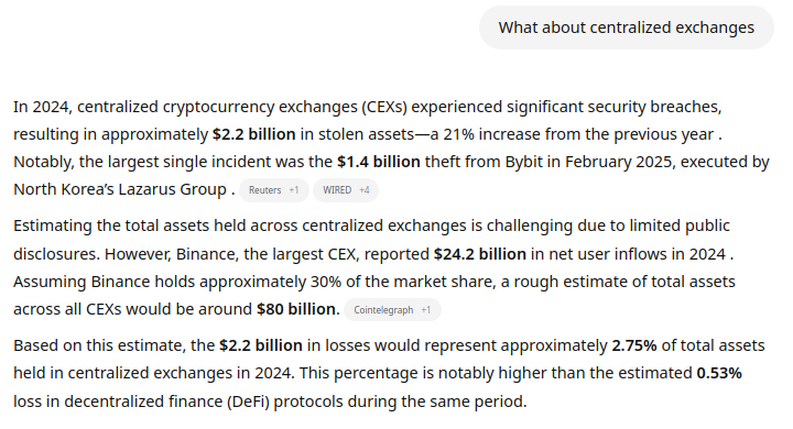 <a href="/StaniKulechov/">Stani</a> Also congrats on getting losses from hacks so low!

50x below defi industry average and 250x below CEXes (-0.01% APY vs -0.53% APY vs -2.75% APY in expectation) according to quick bot check

Given recent macro political and financial instabilities, I'd say you guys (and defi in