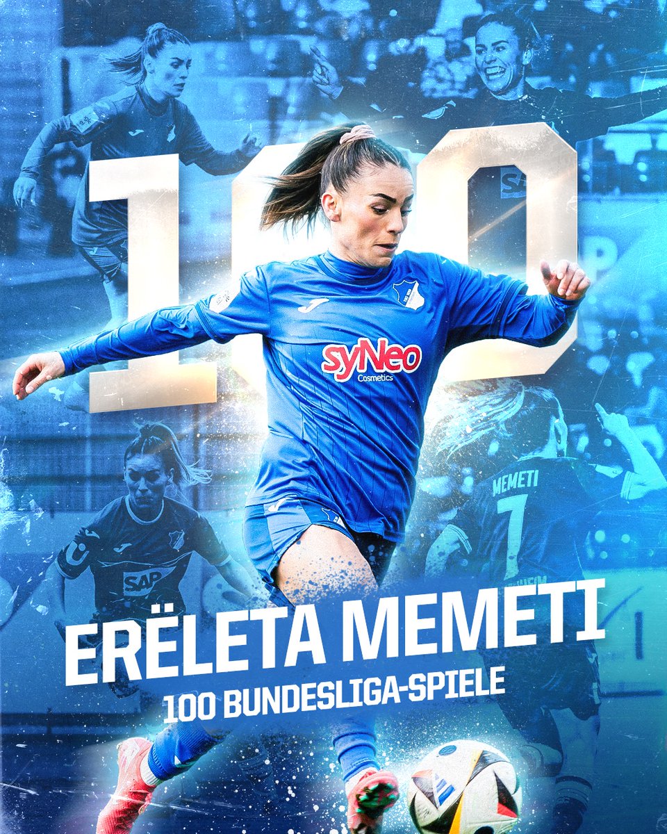 HoffeFrauen's tweet photo. Beim 5:2-Heimsieg am vergangenen Sonntag gegen RB Leipzig absolvierte Erëleta #Memeti ihr 100. Bundesligaspiel ✨Herzlichen Glückwunsch!

#TSGFrauen https://t.co/02RcR6pGxW