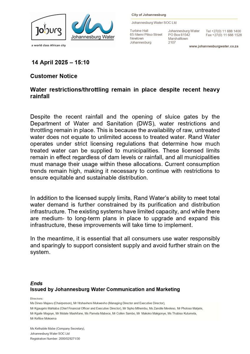 Johannesburg Water tweet media