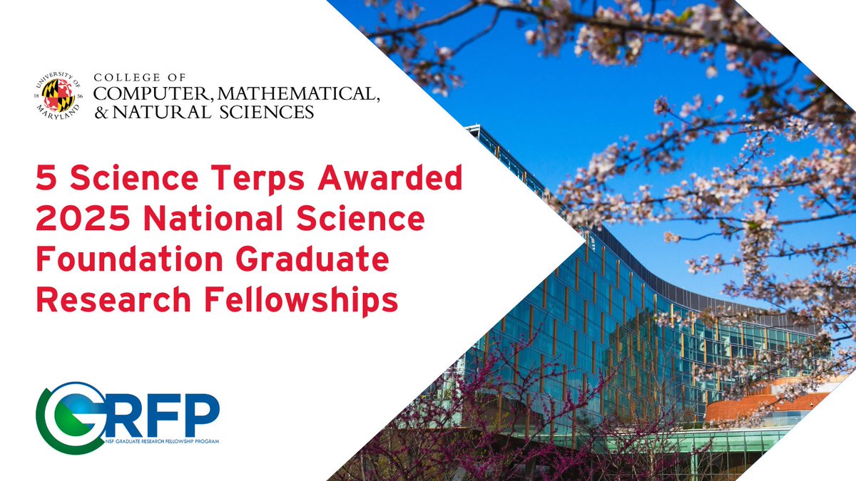 UMD Science (@umdscience) on Twitter photo Congrats to the 5 <a href="/NSF/">U.S. National Science Foundation</a> Graduate Research Fellowship recipients from CMNS this year! Recipients include #ScienceTerp current students and alums from <a href="/umdcs/">UMD Department of Computer Science</a>, <a href="/math_umd/">UMD Math Department</a> and <a href="/umdbiosci/">UMD Biological Sciences</a>.
go.umd.edu/nsf-grfp-25 | #NSFGRFP Congrats to the 5 <a href="/NSF/">U.S. National Science Foundation</a> Graduate Research Fellowship recipients from CMNS this year! Recipients include #ScienceTerp current students and alums from <a href="/umdcs/">UMD Department of Computer Science</a>, <a href="/math_umd/">UMD Math Department</a> and <a href="/umdbiosci/">UMD Biological Sciences</a>.
go.umd.edu/nsf-grfp-25 | #NSFGRFP