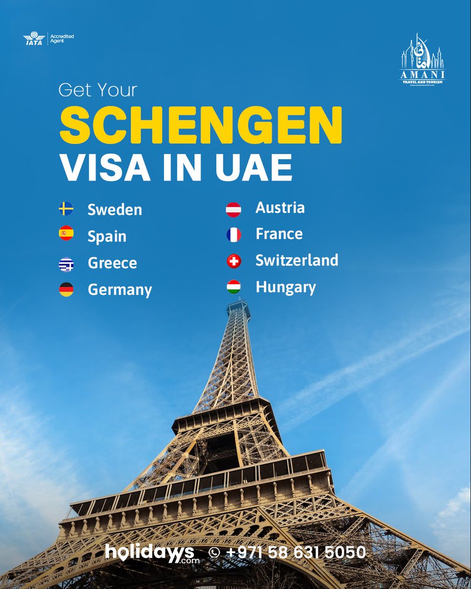 HolidayysC's tweet photo. Your Schengen adventure starts here! ✈️🇪🇺

📞 +971 58 631 5050 | 💻 https://t.co/GFTA8Waw34 https://t.co/rspDSuDru6