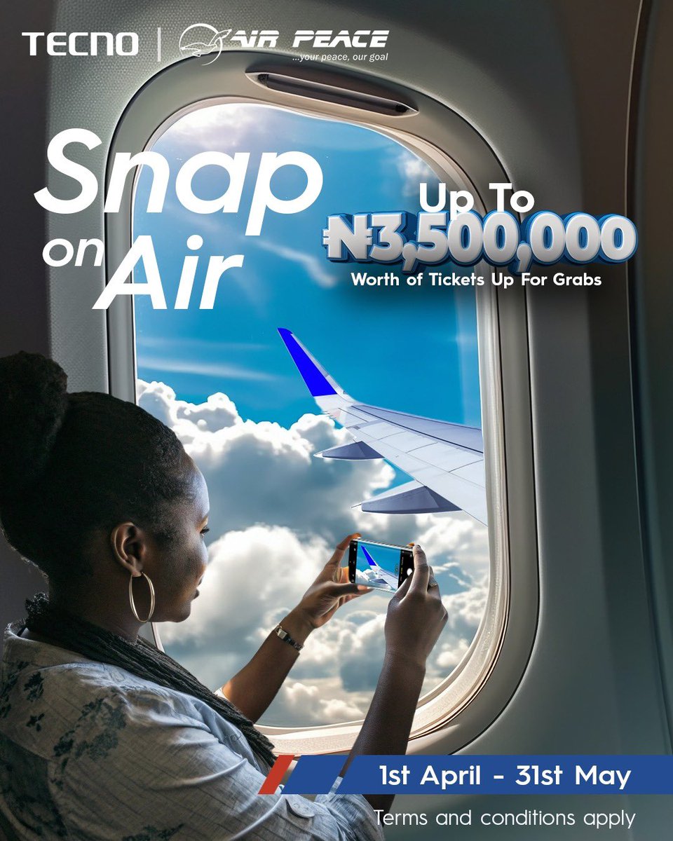 Are you a traveller, do you like adventures?  Here is an opportunity to win a free 2-way ticket within Nigeria in the TECNOxAirpeace Snap on Ar challenge. 

Each week, there will be a theme guiding what you need to capture to qualify, so make sure you’re following and staying