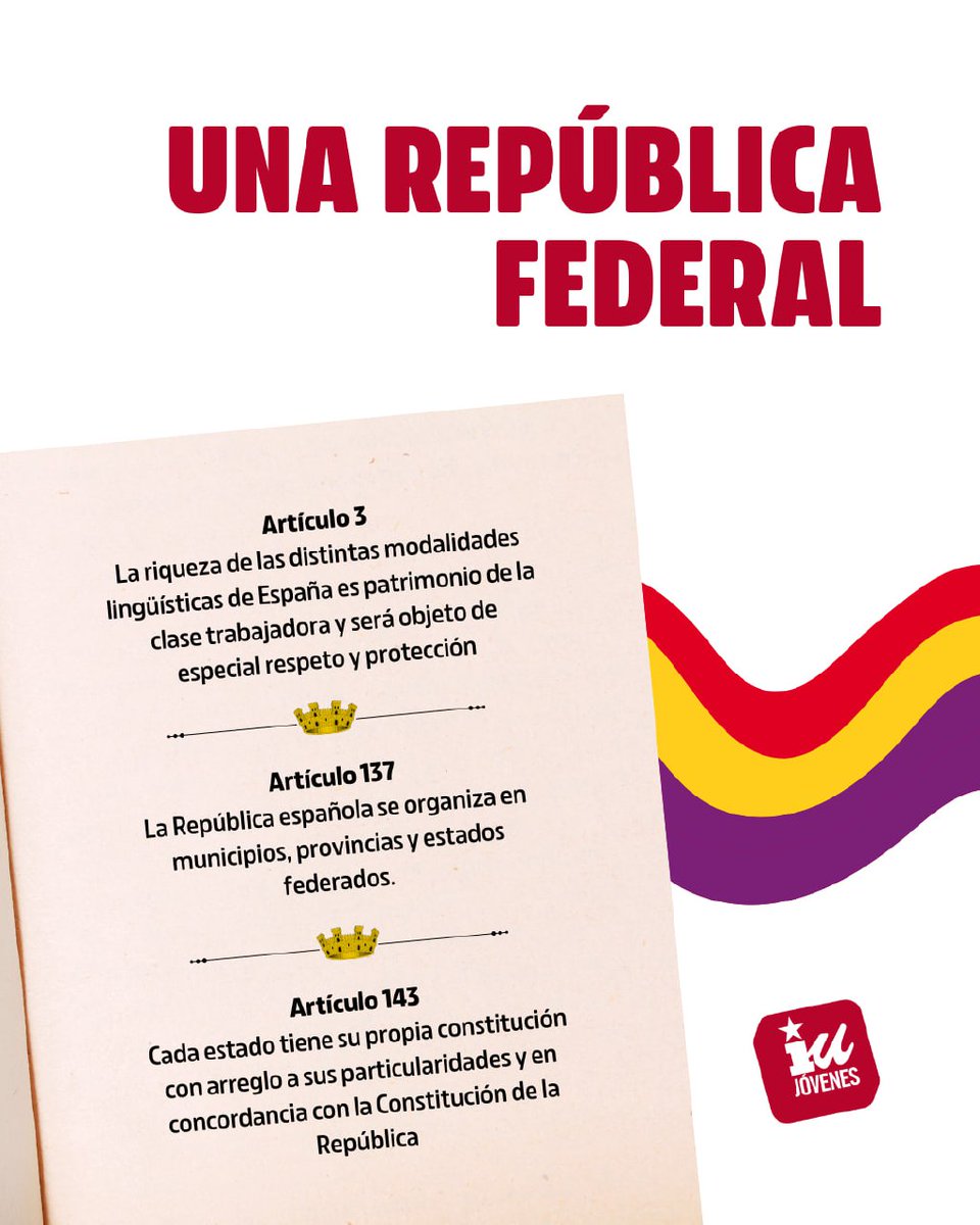 IU_LCarolina's tweet photo. ✊🏼Este 14 de abril no solo reivindicamos la Segunda República, sino que aspiramos a construir un nuevo horizonte republicano: una Tercera República comprometida con la emancipación de la clase trabajadora, las libertades democráticas y la lucha antiimperialista. https://t.co/sp7dSysVwv