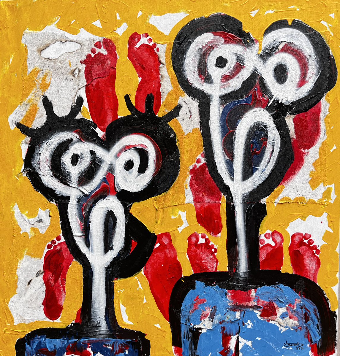 Pillars "2025"
Acrylic paint and burnt cloth on canvas
Size: 95cmx100cm

#aksantiart #seenandunseeneye #contemporary  #aksantibienfait #africanart #neoexpressionism #artcollecting #contemporaryAfricanart #artcollector #blackart #contempoexpres