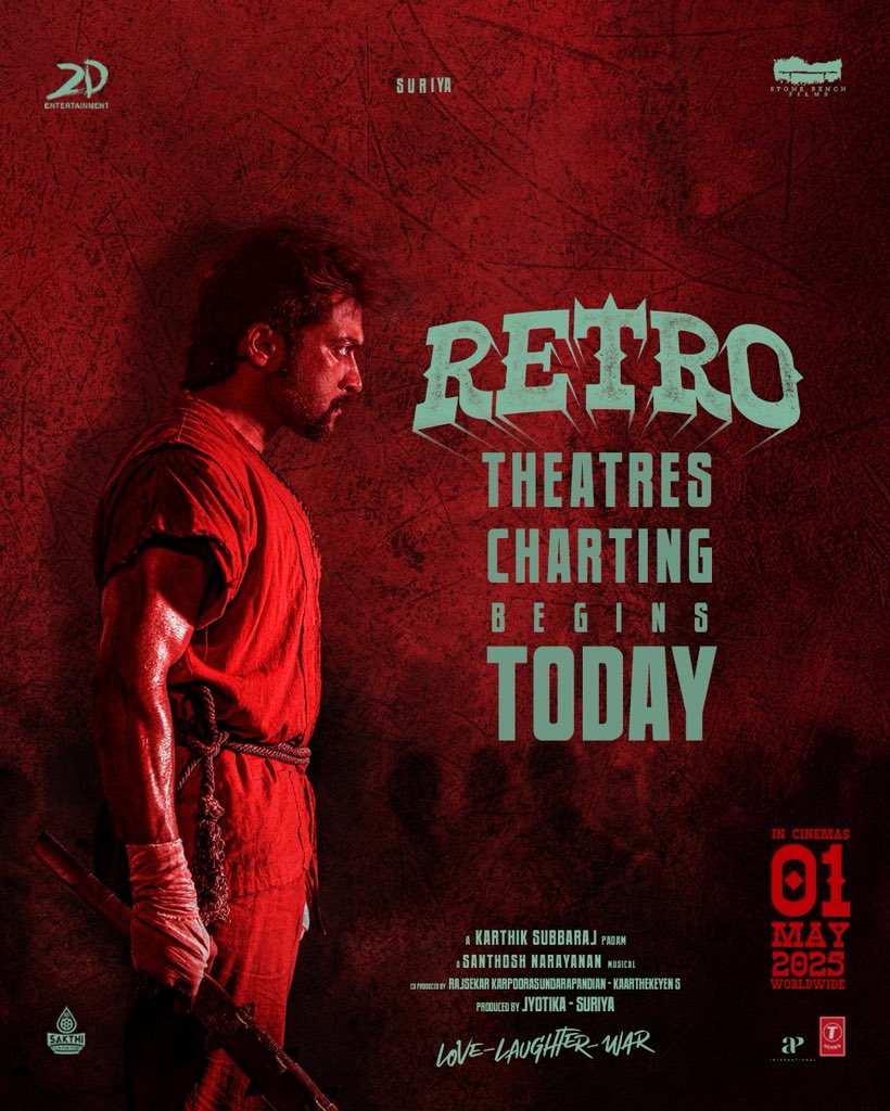 #Retro Theatre Charting begins today!
Get ready – the Retro celebration officially begins!🥳

On this auspicious day, we embark on this exciting journey with all your love and blessings.❤️

Dear Anbaana Fans,
Over the past months, we’ve witnessed your unwavering love for #Suriya