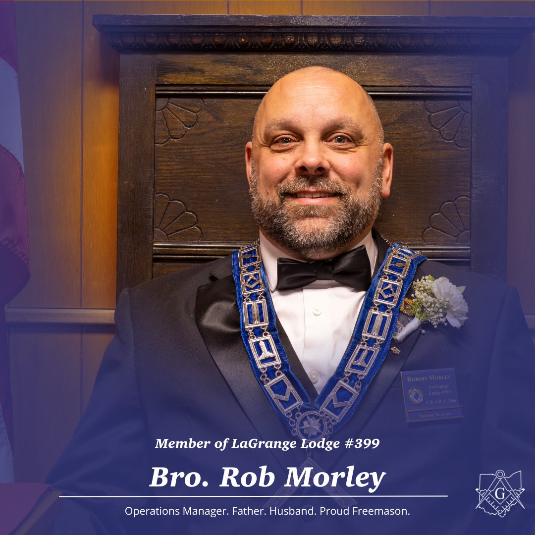 GrandLodgeOhio's tweet photo. Today’s #MasonMonday is Bro. Rob Morley from LaGrange Lodge No. 399. Bro. Morley is an operations manager, father, husband, and proud Freemason.
“I am excited about our young core of officers and the direction we are headed.” https://t.co/3nBNArTF4R
