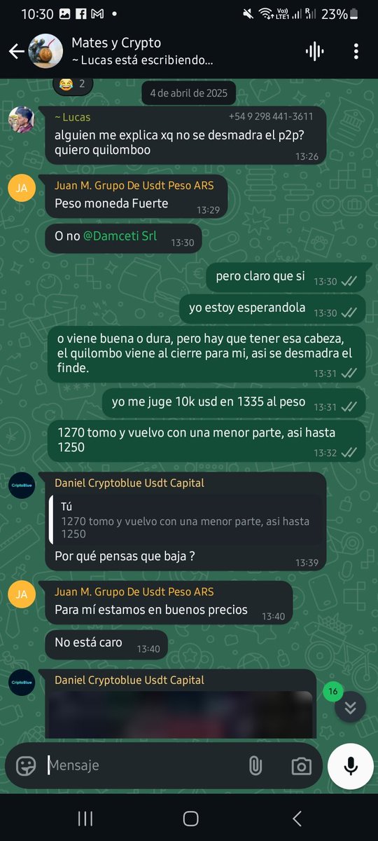El 4 de Abril opere full pesos. Hoy es el día de toma de ganancias. Este grupo de Mates y Cripto es genial.