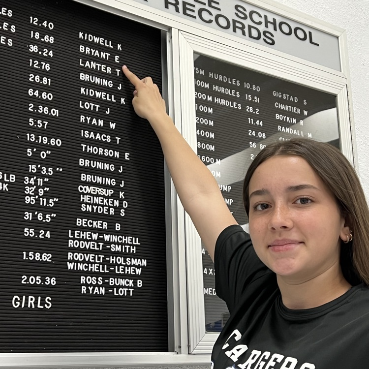 USD430's tweet photo. EMS would like to congratulate 7th grade student Elsie Bryant on breaking the 100m hurdle record with a time of 18.68 Way to go Elsie!! https://t.co/FDTaBR3GvT