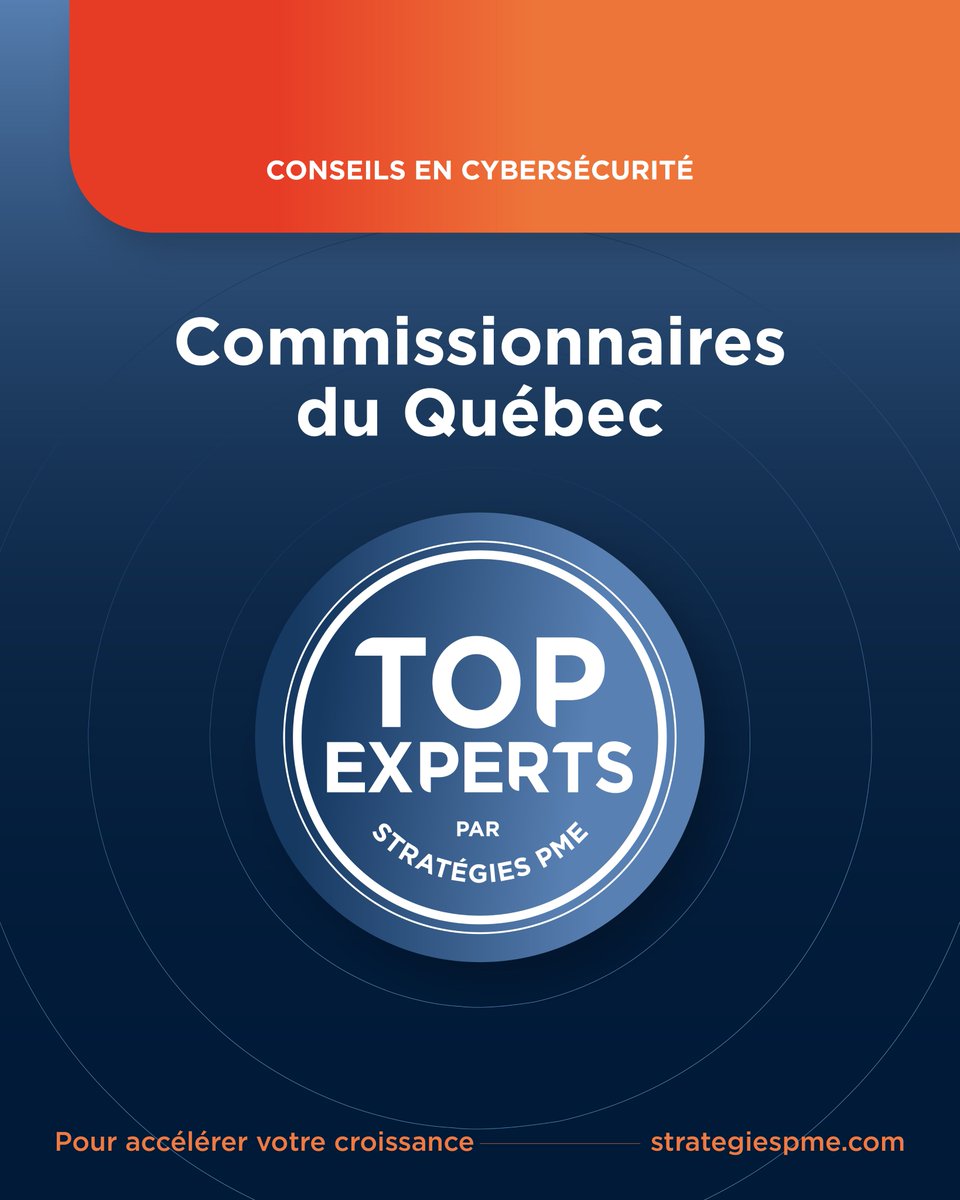 STRATÉGIES PME (@strategiespme) on Twitter photo Stratégies PME est fier d’annoncer <a href="/CCCMTL/">Commissionnaires QC</a> Top Experts 2024 en Conseils en cybersécurité🖥
Félicitations pour votre performance, atteignant une satisfaction de 98 % lors de votre dernière participation à Stratégies PME.
topexpertspme.com - #TOPEXPERTSPME Stratégies PME est fier d’annoncer <a href="/CCCMTL/">Commissionnaires QC</a> Top Experts 2024 en Conseils en cybersécurité🖥
Félicitations pour votre performance, atteignant une satisfaction de 98 % lors de votre dernière participation à Stratégies PME.
topexpertspme.com - #TOPEXPERTSPME