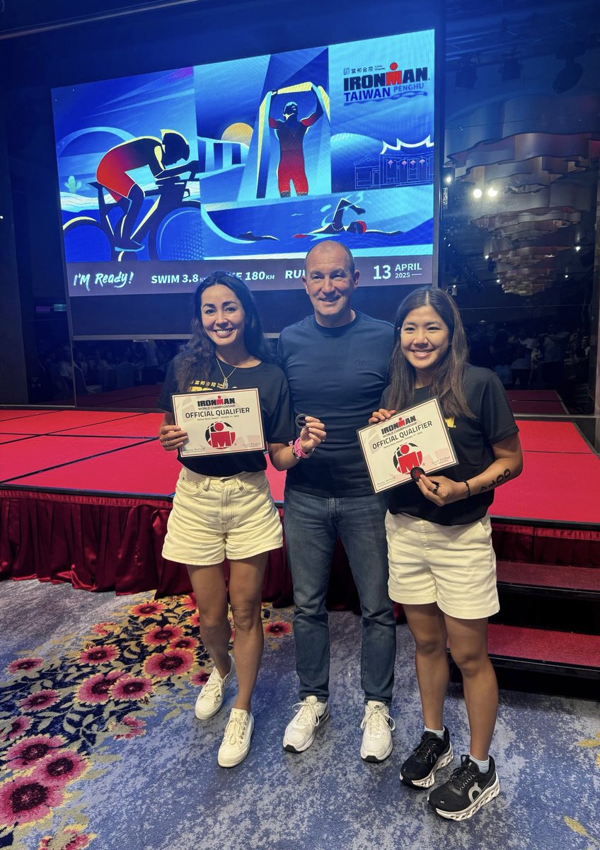 Their first full Ironman ended with a slot for Kona! Happy Coach! <a href="/IRONMANtri/">IRONMAN Triathlon</a>