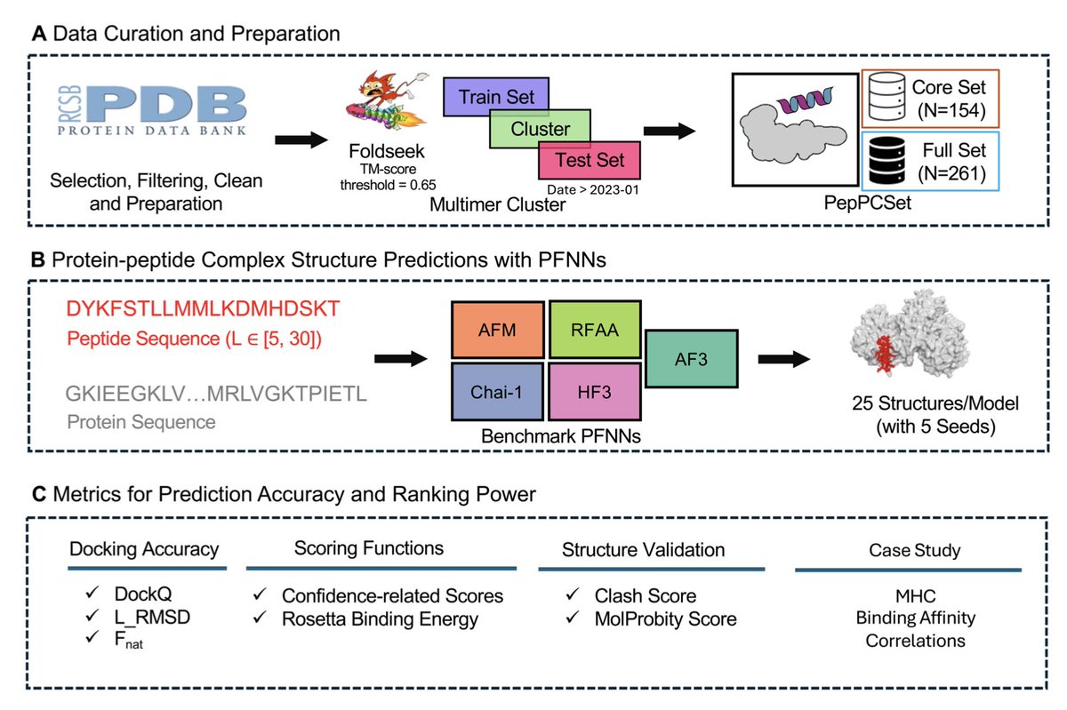 PepPCBench is a Comprehensive Benchmark for Protein-Peptide Complex Structure Prediction with AlphaFold3

1. PepPCBench introduces the most comprehensive benchmark to date for evaluating protein-peptide complex structure prediction using AlphaFold3 (AF3) and other PFNNs,