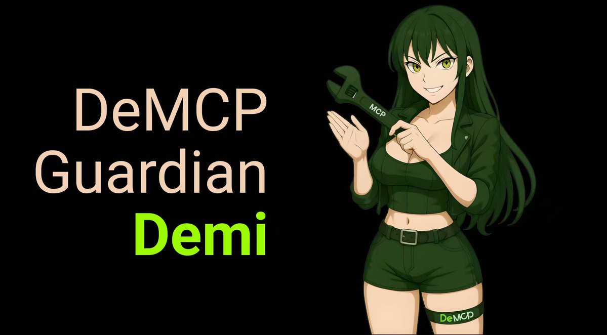 DeMCP_AI's tweet photo. 🥳Let's proudly introduce DeMCP's Guardian — Demi.

Demi is no ordinary being; like a demigod, she is the first-generation offspring of AI and humanity. 

Her mission is to bridge the gap between the real world and the AI world — all through the power of MCP.