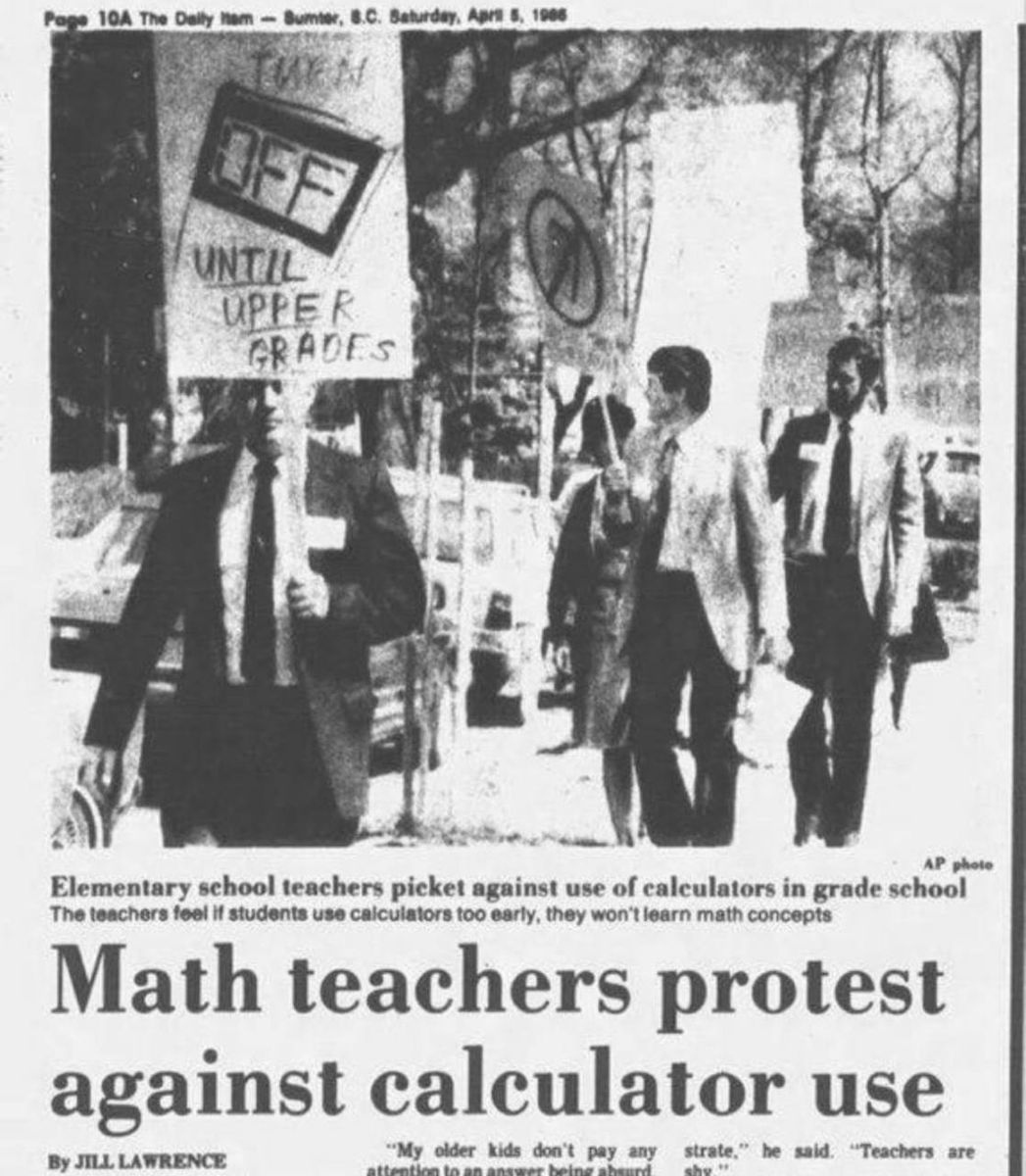 schunnaq's tweet image. Amazing: In 1966, math teachers protested against the new calculator.
“If kids use calculators, they won’t understand the principles of mathematics.”
#Throwback #Education #TechFear #BreakingNews