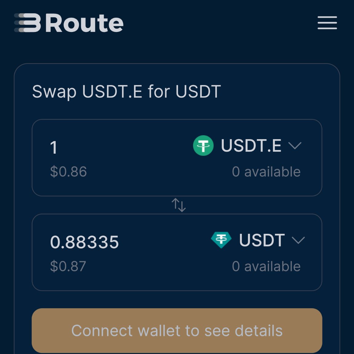 FromFriends™ Studio (@fromfriends__) on Twitter photo Can someone please explain why USDT.e (ETH USDT on Tezos) is no longer equivalent to 1 USD?
<a href="/3route_io/">3route_io</a> <a href="/plenty_network/">Plenty Labs 🖖</a> <a href="/CrunchyTez/">Crunchy Network</a> Can someone please explain why USDT.e (ETH USDT on Tezos) is no longer equivalent to 1 USD?
<a href="/3route_io/">3route_io</a> <a href="/plenty_network/">Plenty Labs 🖖</a> <a href="/CrunchyTez/">Crunchy Network</a>