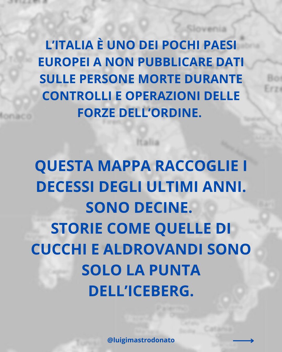 Ho creato una mappa con i decessi occorsi durante fermi e operazioni di polizia, uno strumento che in Italia non esiste in contrasto con le prescrizioni internazionali.

I decessi sono tanti, troppi.

La mappa è consultabile qui ➡️
goo.gl/maps/JPedWp2sR…