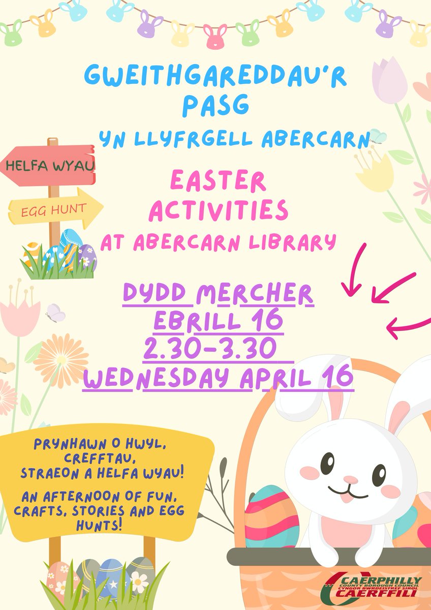 Dydd Mercher - Wednesday 
2:30-3:30 

🌺🥚🐰🌺