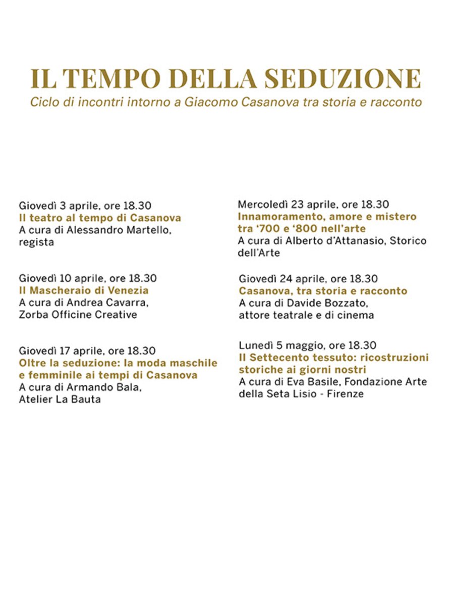 Vi ricordiamo le prossime conferenze che si terranno presso il nostro museo! ✨

📍 Museo di Palazzo Mocenigo, Venezia
🗓️ 3 aprile, ore 18:30
🎟️ Ingresso su invito
📧 Per info: mocenigo@fmcvenezia.it