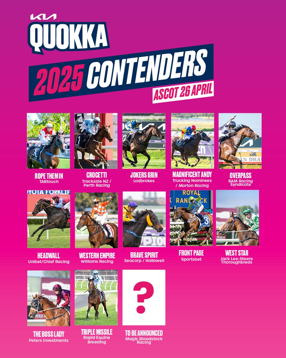 The Boss Lady secures a slot in the $5M Kia Quokka for slot holder Peters Investments. Only one slot remains for Magic Bloodstock.

#QuokkaSlotRace | racingwa.com.au/quokka

<a href="/PerthRacing/">Perth Racing</a> <a href="/MLaneRacing/">Michael Lane Racing</a> <a href="/L1amJPeters/">Liam Peters</a> <a href="/MelissaGPeters/">Melissa Peters</a>