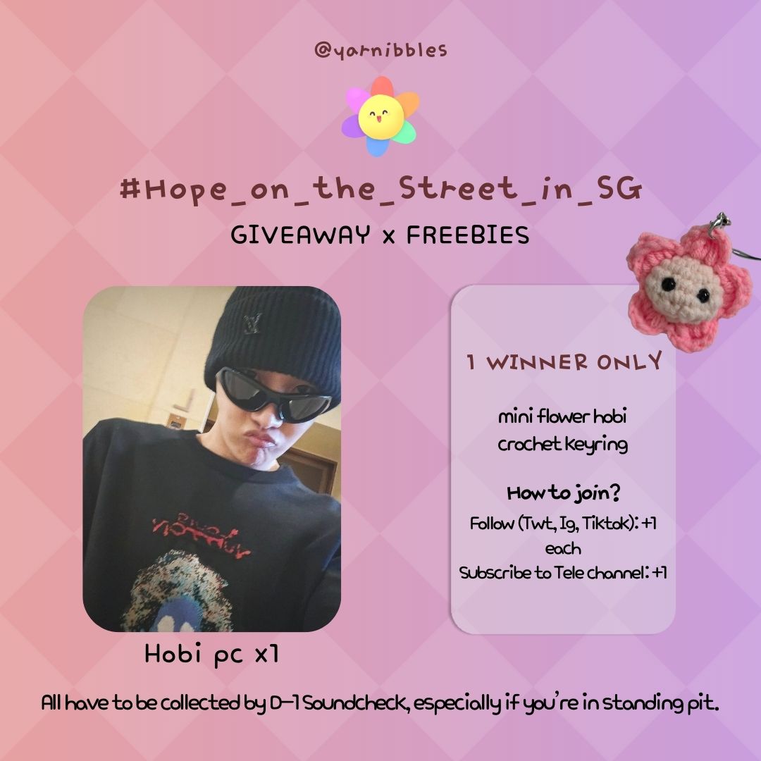 yarnibbles's tweet photo. 💜HOPE ON THE STREET IN SG💜
[GIVEAWAY]
💜 follow me on IG/TT/X +1 
💜 subscribe to my tele channel https://t.co/cNwkj27XsD +1
💜 Cmmt in tele channel for proof! Results uploaded there ^^
DUE
24042025 2359
#JHOPE #jhope_TOUR #jhope_in_sg #jhope_in_singapore #BTS #ARMY #BTSJHOPE https://t.co/vY1vuq1fF7