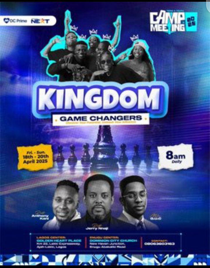dcikeja's tweet photo. Hey Teens!

Are you ready for a camp that’s anything but ordinary?

Kingdom Game Changers is your chance to unplug, level up, and connect with God like never before. Expect real talk, powerful worship, and moments that’ll shape your purpose for life.

#Dccampmeeting2025 
#Easter https://t.co/PLbQGQjisG
