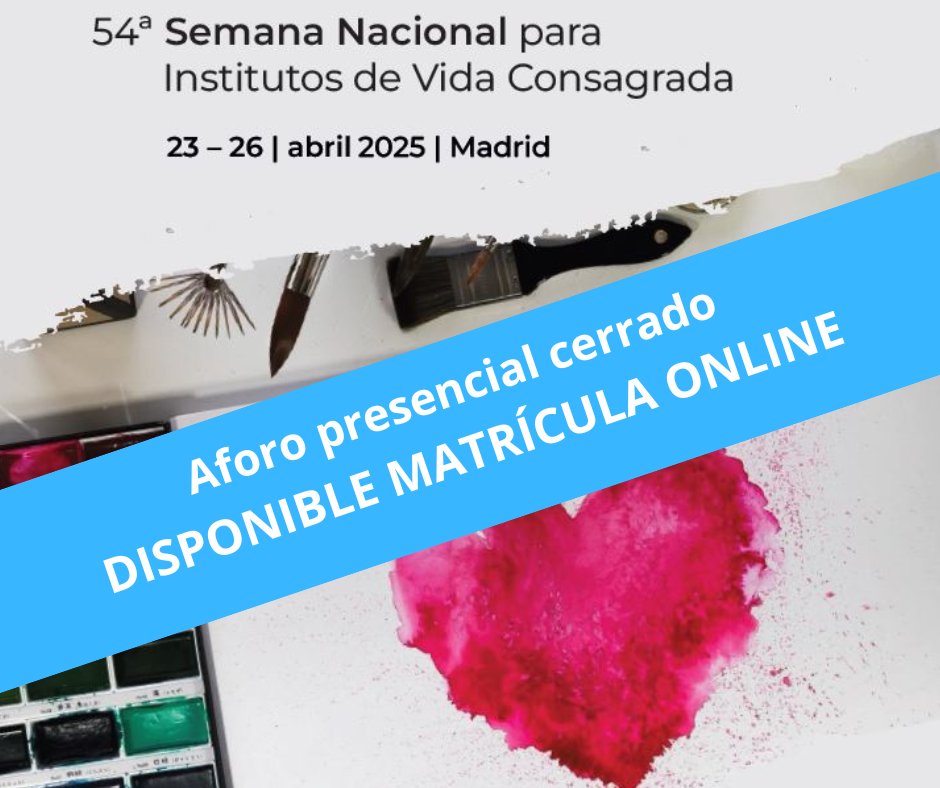 ITVR_ERA's tweet photo. 🔴 El aforo presencial para la #54SemanaVC ya está completo 🔴
Matricúlate ahora para asistir de forma online. Del 23 al 26 de abril, todos los días, o días sueltos, o sesiones parciales.
💗 No te lo puedes perder: https://t.co/SsSVTk900p https://t.co/x3OfORi1EO