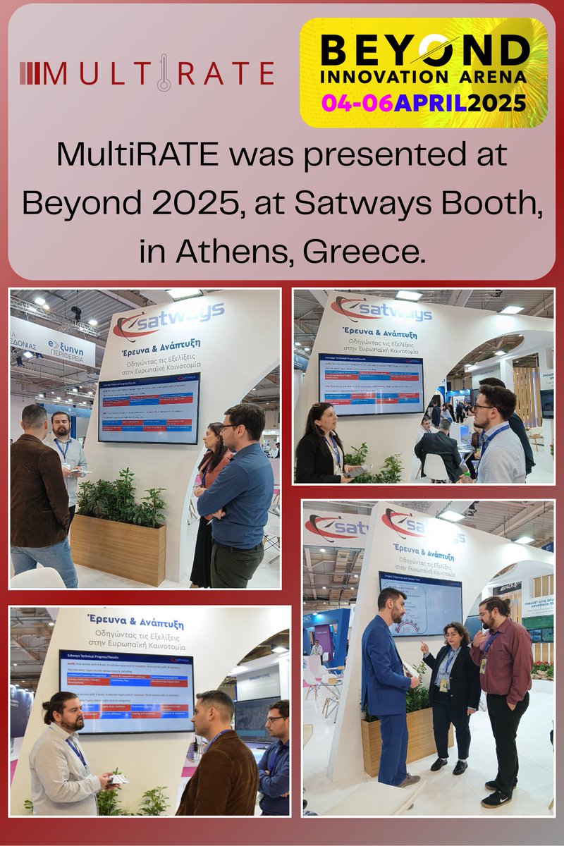 MultiRATE (@multirate_eu) on Twitter photo The #MultiRATE project was presented at <a href="/SatwaysLtd/">SATWAYS LTD.</a>'s booth at <a href="/Beyondexpo1/">Beyond 4.0 Expo</a> on Apr 4th-6th, in Athens, Greece! We shared insights on Readiness Evaluation frameworks for #EUProjects & engaged with experts in #Research & #Industry sectors. We would like to thank all our visitors! The #MultiRATE project was presented at <a href="/SatwaysLtd/">SATWAYS LTD.</a>'s booth at <a href="/Beyondexpo1/">Beyond 4.0 Expo</a> on Apr 4th-6th, in Athens, Greece! We shared insights on Readiness Evaluation frameworks for #EUProjects & engaged with experts in #Research & #Industry sectors. We would like to thank all our visitors!