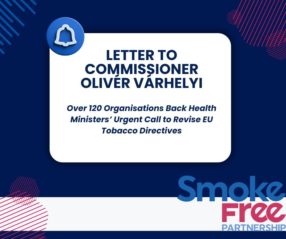 SmokeFree Partnership (@partnershipfree) on Twitter photo 📣 SFP joins forces with relevant EU voices in public and respiratory health to encourage Olivér Várhelyi -<a href="/EU_Commission/">European Commission</a> to respond to the call of 12 EU Member States asking for an urgent revision of the TPD, TAD and TTD.
🔗Read the letter: shorturl.at/Q0VUm #PublicHealth 📣 SFP joins forces with relevant EU voices in public and respiratory health to encourage Olivér Várhelyi -<a href="/EU_Commission/">European Commission</a> to respond to the call of 12 EU Member States asking for an urgent revision of the TPD, TAD and TTD.
🔗Read the letter: shorturl.at/Q0VUm #PublicHealth