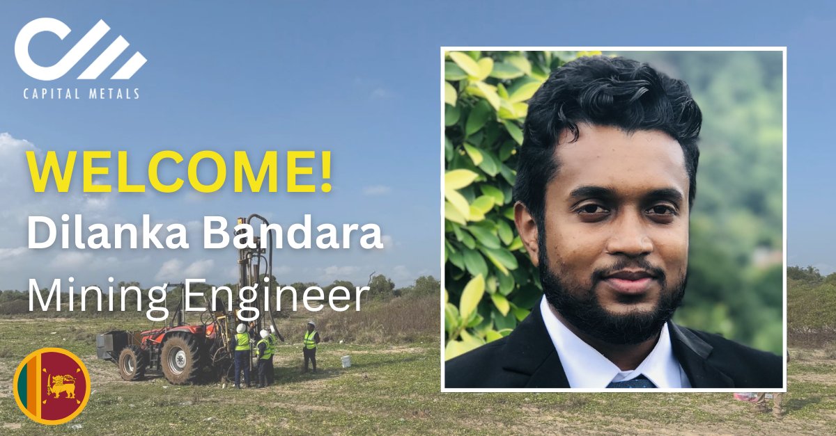 Capital Metals welcomes Dilanka Bandara as Mining Engineer in 🇱🇰.

Dilanka will be leading mine development, optimisation &amp; execution, &amp; will be working closely with Mineral Technologies.

#SriLanka #mining #mineralsands