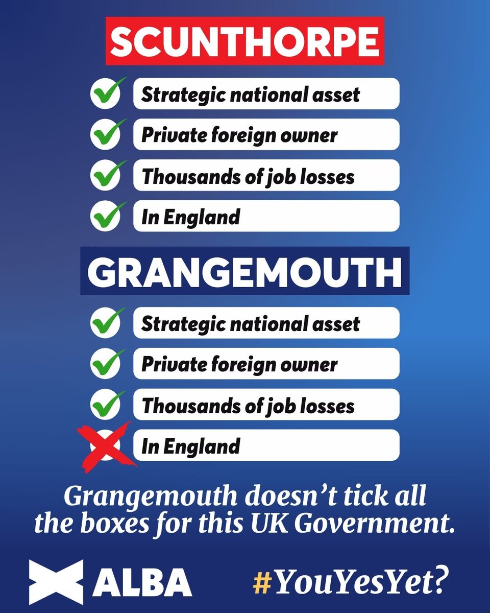 AlbaParty's tweet image. EXCLUSIVE: We have uncovered the criteria checklist for Nationalisation used by the UK Government. 

Unlike British Steel in Scunthorpe, Scotland's only oil refinery at Grangemouth doesn't tick all the right boxes... 

#ALBAforIndependence
