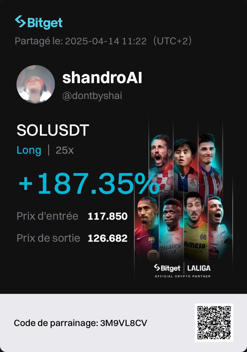 dontbyshai's tweet photo. Moyen / Long Terme

Résultat de la semaine ✅
1 stratégie = 1 résultat.
Copie-moi sur Bitget !

#Bitget #Trading #CryptoInvestor https://t.co/xRjQdQdXXB