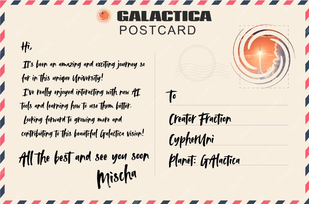 mischaky's tweet photo. The #CypherUni rocks!
Finally Graduated as a #CreatorTrainee 💖
Here my #CreatorPostcard to the #CreatorFraction 👇
Join the tribe: https://t.co/ffpx6flOG7 https://t.co/BBnva68GaP
