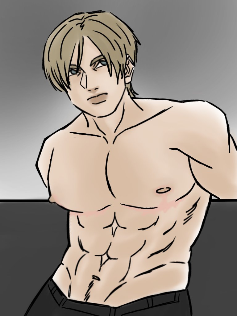 Tried to draw Leon with top surgery scars ❤️ #leonkennedy #RE4remake #residentevil #fyp