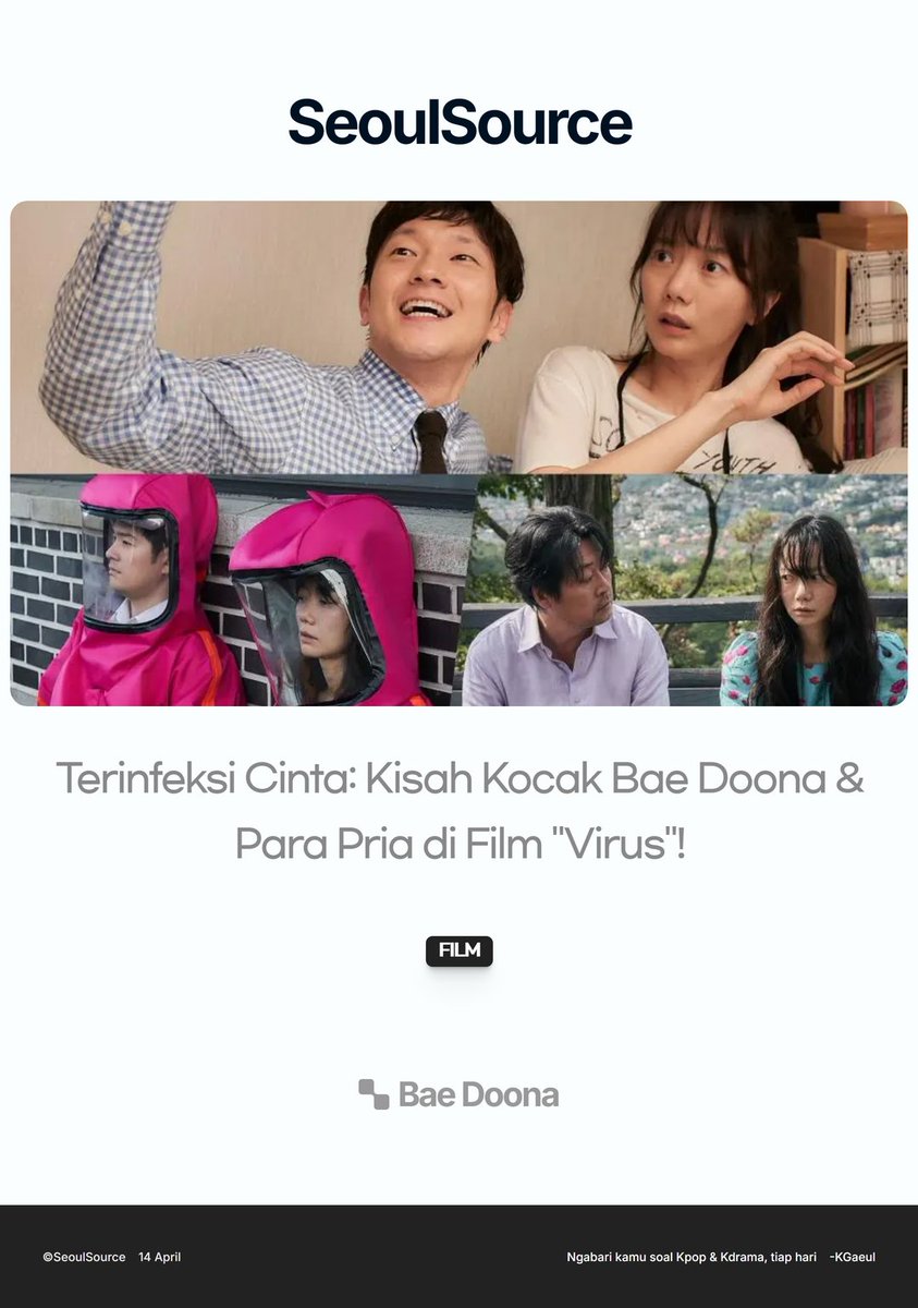 kpopdankdramaid's tweet photo. "Virus": Bae Doona Terinfeksi Virus Cinta, Terjebak dalam Perjalanan Tak Terduga dengan Tiga Pria #Virus #BaeDoona #SonSukKu #JangKiHa #KimYunSeok #FilmKorea #VirusCinta #ToxoVirus #FilmBaru #Mei2024
Selengkapnya https://t.co/oH1sI8iuQ8
-K.Gaeul https://t.co/BFXSjtWjmq