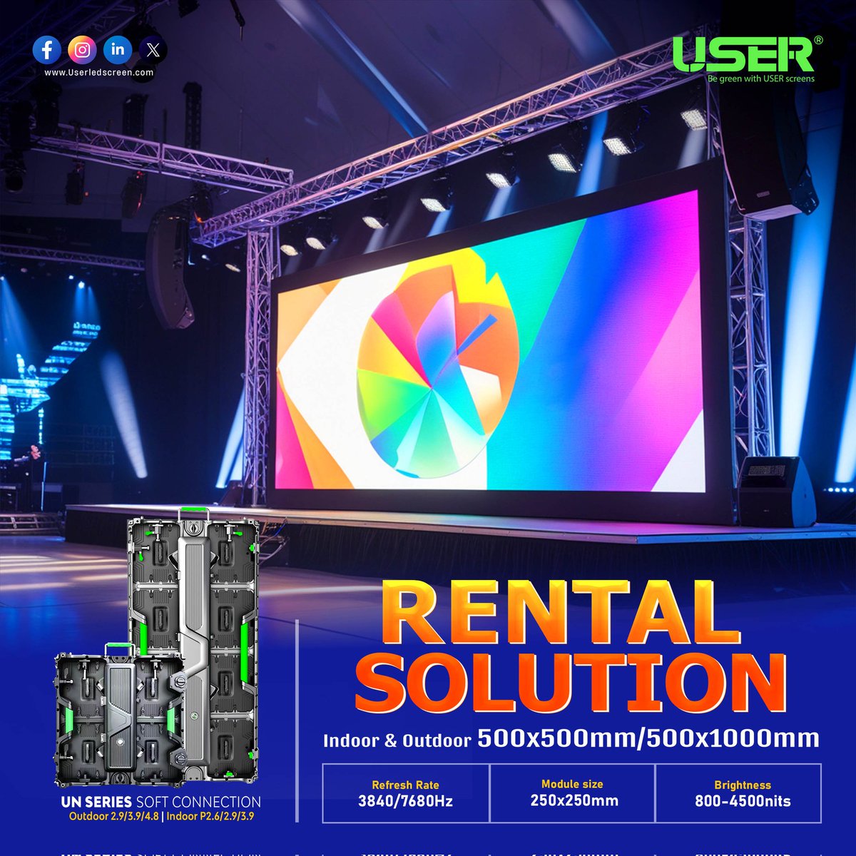 albert_User2025's tweet image. USER – UN Series Rental LED Screen: High-Performance Display for Professional Events!

Perfect for:
Live Shows | Weddings | Stage Backgrounds | Product Launches | LED Wall Rental Projects  #rentalledscreen #outdoorledscreen #ledscreen