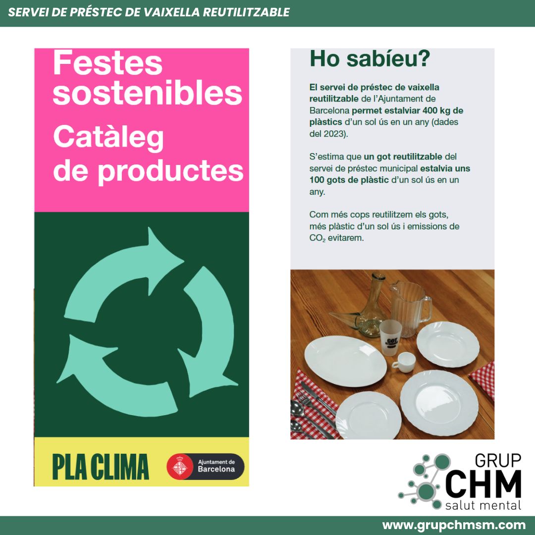 Grup CHMSM (@grupchmsm) on Twitter photo ♻️ALCIL gestiona el Servei de Préstec de Vaixella Reutilitzable per a celebracions, amb l'objectiu de reduir l'impacte ambiental en els esdeveniments socials.
🍽️El servei compta amb el suport de <a href="/bcn_ajuntament/">Ajuntament de Barcelona</a>
📲Més info: vaixella@alcil.es ♻️ALCIL gestiona el Servei de Préstec de Vaixella Reutilitzable per a celebracions, amb l'objectiu de reduir l'impacte ambiental en els esdeveniments socials.
🍽️El servei compta amb el suport de <a href="/bcn_ajuntament/">Ajuntament de Barcelona</a>
📲Més info: vaixella@alcil.es