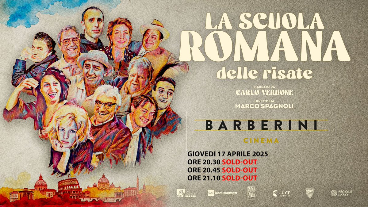 Samarcandafilm's tweet photo. 📷 La Scuola Romana delle Risate - SOLD OUT!
Le date del 17 aprile 2025 al Cinema Barberini sono tutte esaurite!
Grazie a tutti per l’incredibile entusiasmo!!
Nei prossimi post vi forniremo nuove date e nuove informazioni.
📷Distribuito da @Samarcandafilm https://t.co/qp2QV467cz