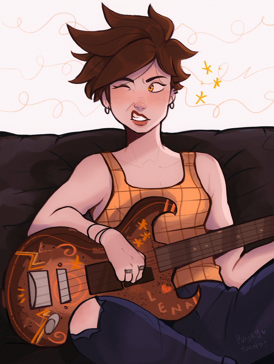 Who's ready to rock out? *imitating guitar solo* Let's do this!😆🎸✍️✨
#tracer #traceroverwatch #tracerfanart #overwatch #overwatchfanart