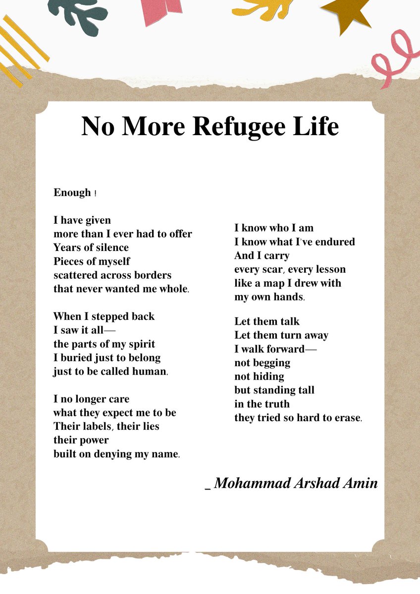 author_arshad's tweet image. 𝐈’𝐦 𝐝𝐨𝐧𝐞 𝐚𝐩𝐨𝐥𝐨𝐠𝐢𝐳𝐢𝐧𝐠 𝐟𝐨𝐫 𝐬𝐮𝐫𝐯𝐢𝐯𝐢𝐧𝐠. 𝐓𝐡𝐢𝐬 𝐢𝐬 𝐦𝐲 𝐭𝐫𝐮𝐭𝐡—𝐥𝐨𝐮𝐝, 𝐮𝐧𝐬𝐡𝐚𝐤𝐞𝐧 𝐚𝐧𝐝 𝐦𝐢𝐧𝐞.

_ @author_arshad

#PoetryOfPain #TruthInWords
#ResilientHeart #HumanNotLabel
#RohingyaVoices #ExileAndHope