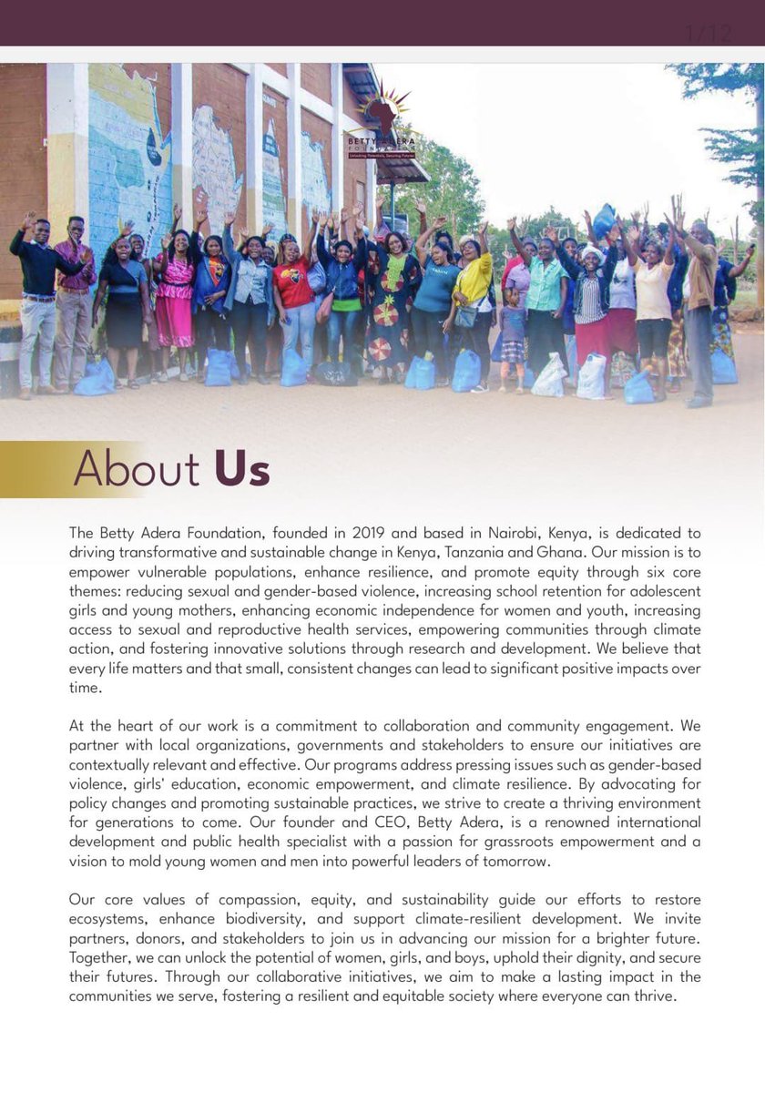 Betty Adera Foundation International (@bettyaderafdn) on Twitter photo Our Company Profile is here!
Get to know who we are, what we stand for, how we’re driving impact through gender equality, education, empowerment & advocacy.
Let’s connect, collaborate & create change together!
#BettyAderaFoundation #SocialImpact #WomenEmpowerment
<a href="/AderaBetty/">Betty Adera</a> Our Company Profile is here!
Get to know who we are, what we stand for, how we’re driving impact through gender equality, education, empowerment & advocacy.
Let’s connect, collaborate & create change together!
#BettyAderaFoundation #SocialImpact #WomenEmpowerment
<a href="/AderaBetty/">Betty Adera</a>