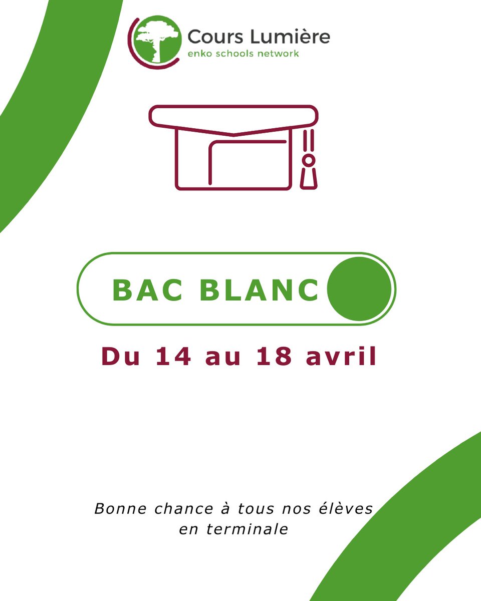 ✨Cette semaine, nos élèves de Terminale affrontent les épreuves du Baccalauréat blanc, une étape clé pour se préparer  au Bac officiel. Nous leur souhaitons beaucoup de courage, de concentration et de réussite !#CoursLumière #BacBlanc2025 #Terminale #Réussite