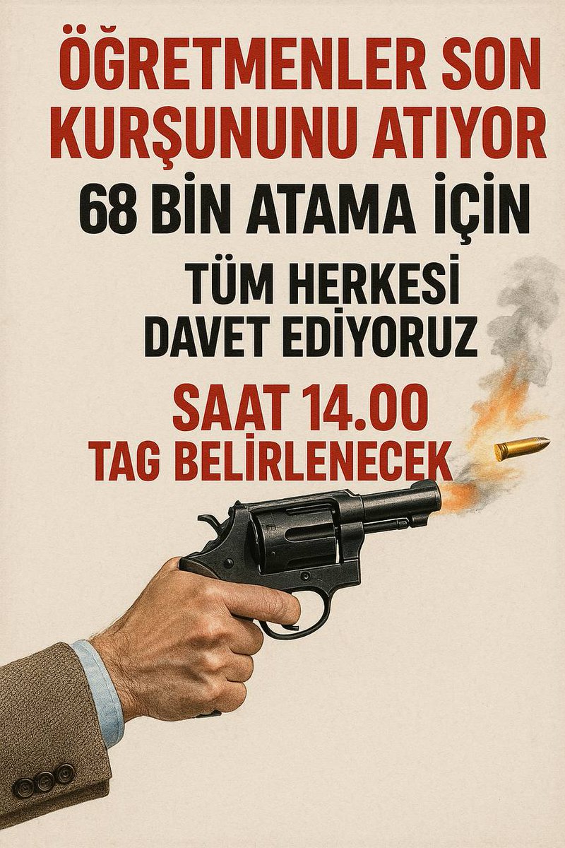 Öğretmenler son kurşununu atıyor 
Eğitimin pay ve paydaşları olarak bu son etkinlikte öğretmenlerinin yanında olur musunuz? 
Sayın;
<a href="/_aliyalcin_/">Ali YALÇIN</a> 
<a href="/TalipGeylan06/">Talip Geylan</a> <a href="/oguzozat/">Oğuz ÖZAT</a> <a href="/leventkuruoglu/">Levent Kuruoğlu</a> <a href="/kademozbay_/">Kadem Özbay</a> 
<a href="/edipuzen/">Edip Üzen</a> <a href="/Mahmut__ozay/">Mahmut özay</a> <a href="/kamudanhaber/">Kamudanhaber🇹🇷</a> 

Destekleriniz çok kıymetli 🙏
