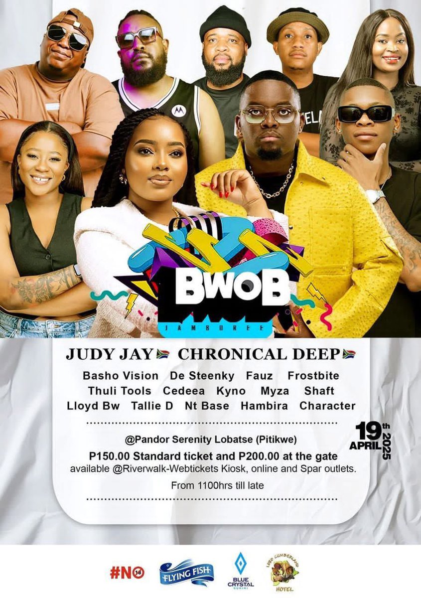 SoDeepBw's tweet photo. Let’s heed the call from our friends at Bandleng. Ha go na ka mokgwa o mongwe.
April 19th, Pandor Serenity, Lobatse (Pitikwe) .
Tickets available at a Webtickets outlet near you. See you there ✨ #BWOB https://t.co/2mpjAA2bG5