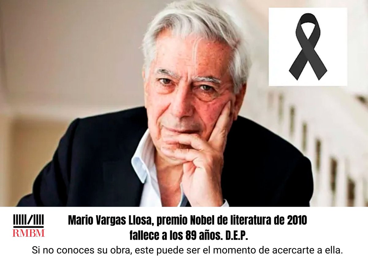 ✝️📘🖤Fallece <a href="/MarioVargasLlo7/">Mario Vargas Llosa (no oficial)</a>, autor de obras fundamentales como 𝘾𝙤𝙣𝙫𝙚𝙧𝙨𝙖𝙘𝙞𝙤́𝙣 𝙚𝙣 𝙇𝙖 𝘾𝙖𝙩𝙚𝙙𝙧𝙖𝙡, 𝙇𝙖 𝙘𝙞𝙪𝙙𝙖𝙙 𝙮 𝙡𝙤𝙨 𝙥𝙚𝙧𝙧𝙤𝙨 𝙤 𝙇𝙖 𝙛𝙞𝙚𝙨𝙩𝙖 𝙙𝙚𝙡 𝘾𝙝𝙞𝙫𝙤. DEP.
#lecturasrecomendadas
<a href="/RMBM17/">RMBM</a> 
#BibliotecasPúblicas