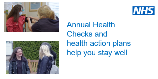 NHSAbility's tweet photo. It is important to get your #AnnualHealthCheck to help you stay healthy and live your best life. Watch Charlotte’s video- how the check and #HealthActionPlan help her to stay well and enjoy life. https://t.co/tG9wo7v6uh #LearningDisability https://t.co/RCJYcd3w4h