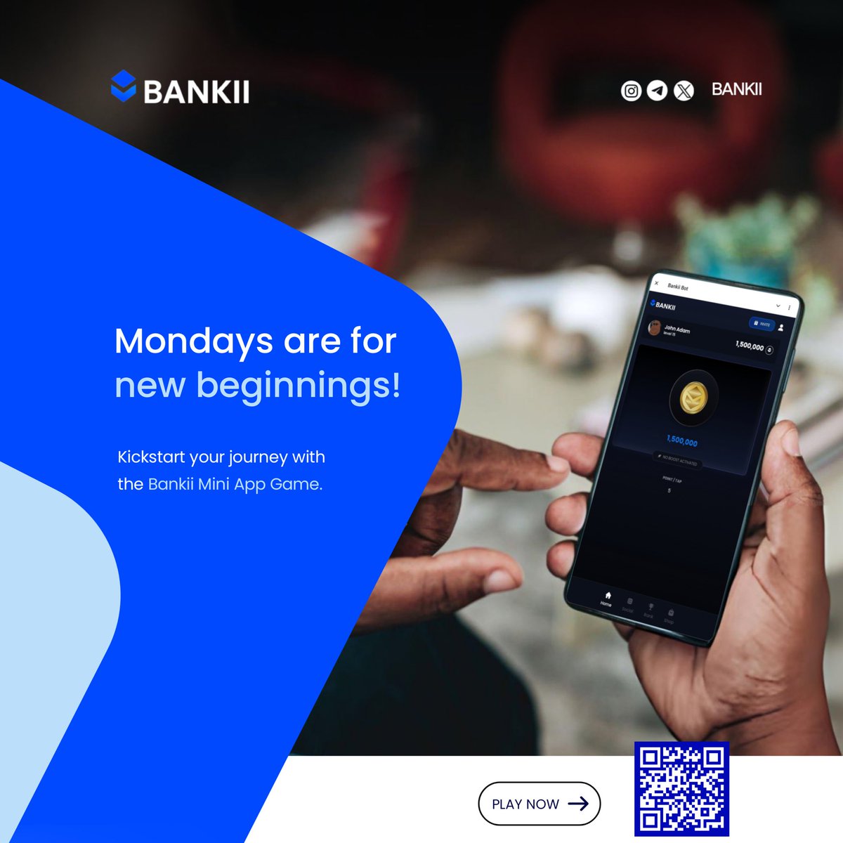 Alkexpay's tweet photo. Kickstart your week the right way! 🔥🔵
Play the #BankiiMiniAppGame and grab your share of the $30,000 BKNY reward pool.
Tap, earn, and win big! 👇🏾
https://t.co/4Q7JlHpij3 https://t.co/WVKYkfFoCB