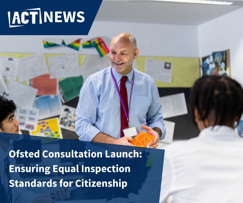ACitizenshipT's tweet image. Ofsted has launched a consultation on proposed reforms to inspection reporting.
ACT welcomes this as a chance to reflect and improve on how Citizenship is inspected and reported.
Find out more about what we’d like to see.
👉 bit.ly/4idwq52
#CitizenshipEducation #Ofsted